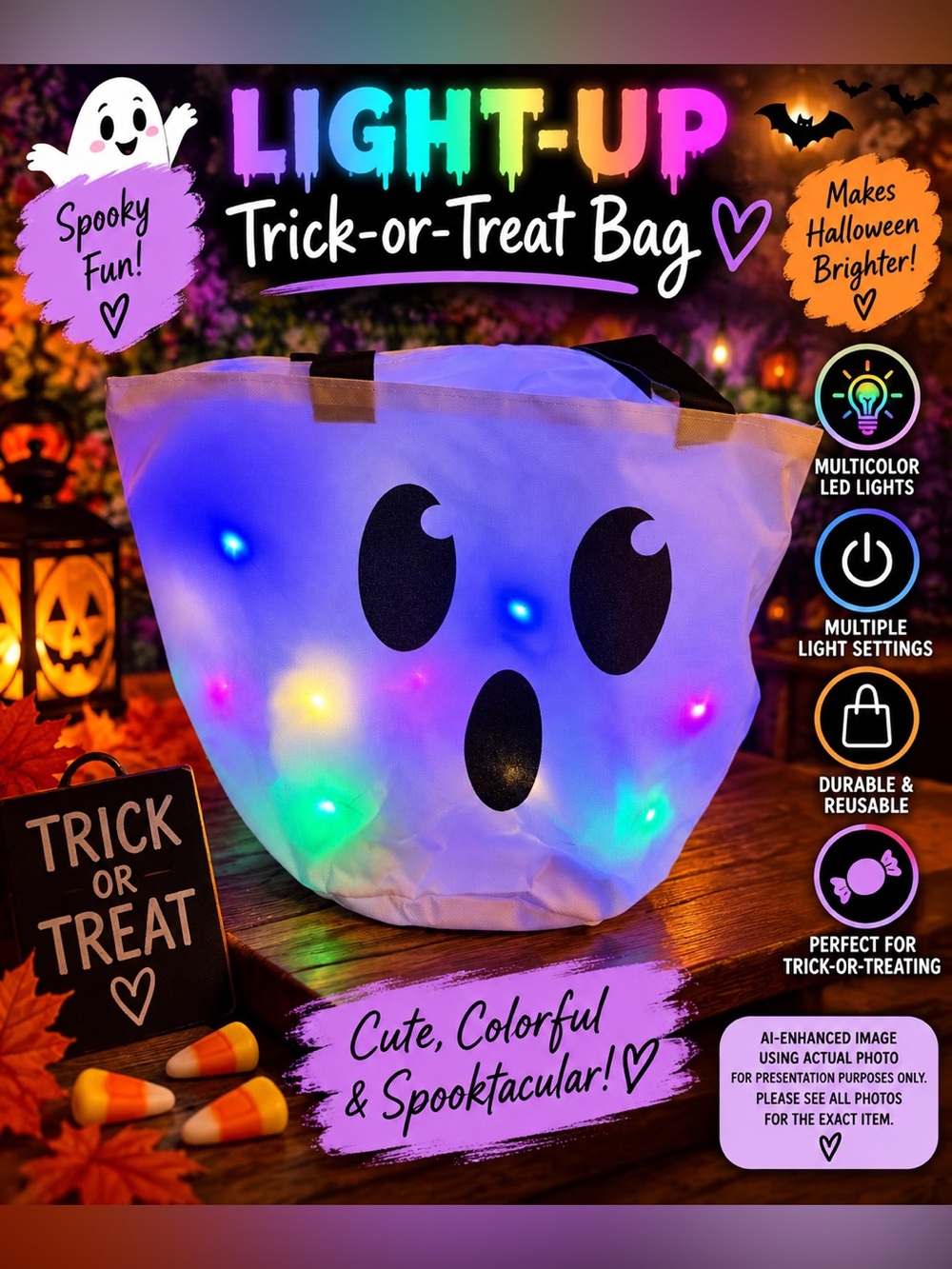 Light-Up Ghost Trick-or-Treat Bag